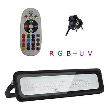 50W LED UV 395nm + RGB Projektör Kürleme Işık Parti Ambiyans IP66 