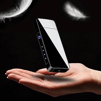Dönen Ark Plazma Elektronik Alevsiz Dokunmatik Siyah Çakmak USB Şarjlı