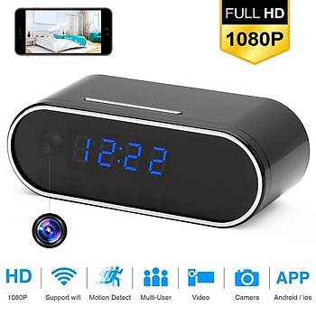 1080 P WiFi Saat Kamera Alarmlı P2P IPAP Gece Görüş Hareket Algılama   