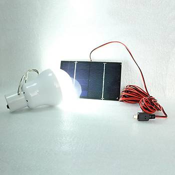 Gne Enerjili Led Ampul Aydnlatma Kamp Sistemi 1 Ampul + Gne Paneli 