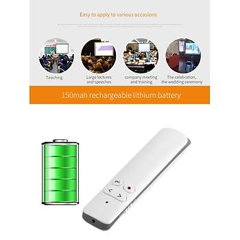 Sunum Kumandası USB Şarjlı Laser Presenter PPT Flip Pen 50 Metre Uzaktan Kumanda 