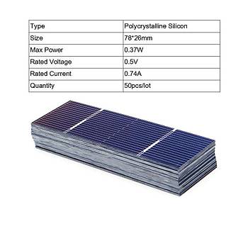 Fotovoltaik Güneş Paneli Monokristal 50 Adet 0.37 W 78*26mm DIY