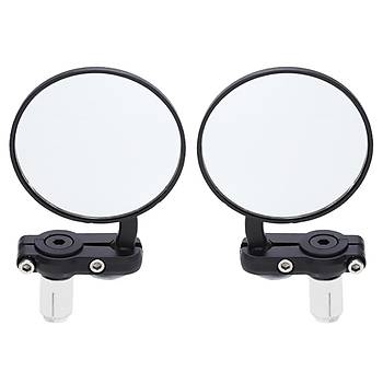 Motosiklet Yan Dikiz Ayna Set Alüminyum Siyah 22mm Gidon Bar Sonu 