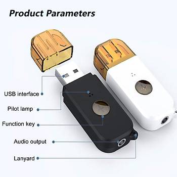 Stereo 3.5mm USB Bt 4.2 Ses Alıcı Çubuk Tek Tuşla Çağrı Cevaplama Fonksiyonu