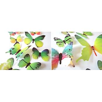 Ev Dekorasyon 3D PVC Kelebek 12 li Duvar Süsleme Model L2