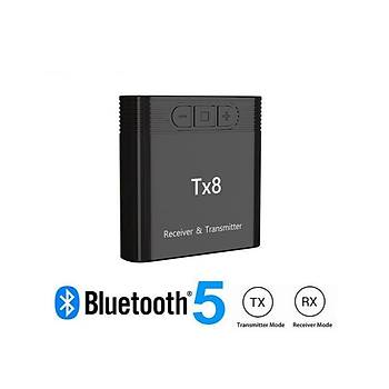 Bluetooth V5.0 Ses Alıcı Verici Adaptörü Şarjlı TX8 Bilgisayar Tv Pc Kulaklık İçin