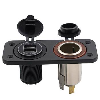 Deniz Tekne Yat Atv Karavan Araba ift USB 2.1A arj akmak Fi Soket Su Geirmez