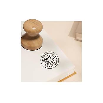 Ahşap Bambu Mühür 50mm Çap Pürüzsüz Cilalı Yüzey Istampa Hediyeli