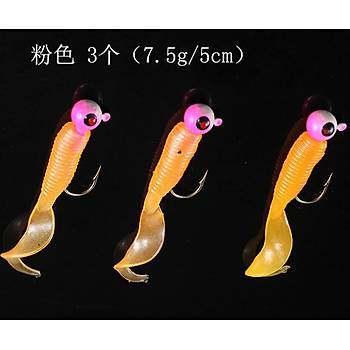 PROFISHER 17 li Set Silikon Jiket İğne Kurşun Kafa Sahte Yem 5 cm 7,5 gr    