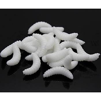 PROFISHER 50 Adet Silikon Sahte Beyaz Kurtcuk Yem 2.0 cm 0,3 gr   