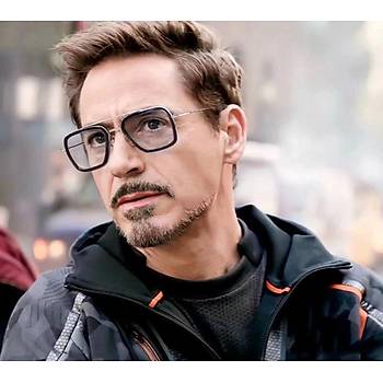 UV 400 Siyah Güneş Gözlüğü Polikarbon Lens Metal Çerçeve TonyStark IronMan 