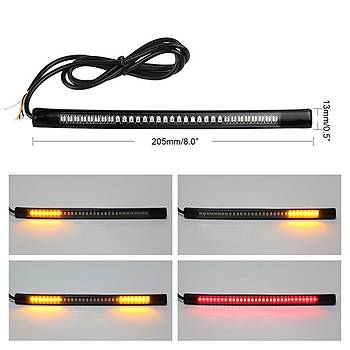 Motosiklet Fren ve Dn Sinyali Plaka 48 LED Ik Esnek Kuyruk erit 50cm Kablo