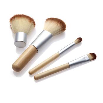 4 lü Set Doğal Bambu Saplı Kozmetik Toz Allık Makyaj Fırçaları