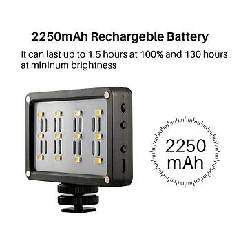 Mini Tanabilir Video Kamera LED Ik 12 Renk Jel Kslabilir Aydnlatma