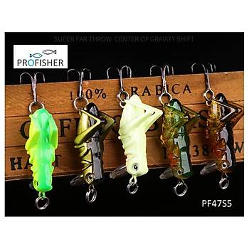 PROFISHER 5 Renk Set 1 Kanca Sahte Yem 3 gr 4 cm Grasshopper
