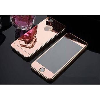 iPhone 5 5S İçin Ön/Arka Mirror Aynalı Ekran Koruyucu Tamperli Cam Rosegold Renk