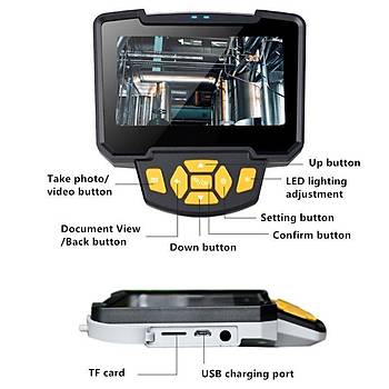 1080P Endüstriyel Endeskop 8mm Çift Lens 1 mt Yarı Sert Kablo