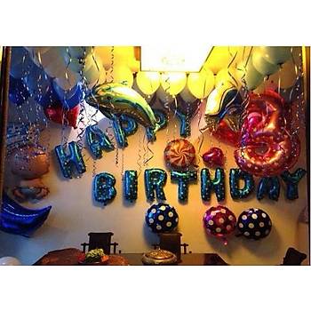 Folyo Balon Harf Mavi Renk 40cm Parti Doğumgünü