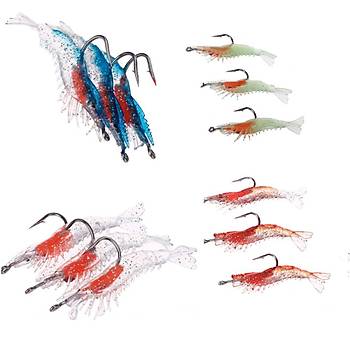 Yumu�ak Silikon 6 cm 3-9 gr Karides Yem 3'l�