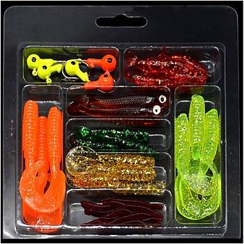 PROFISHER 33 lü Set Silikon Jiket İğne Kurşun Kafa Sahte Yem Set  