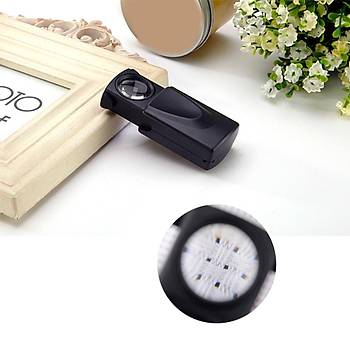 30X LED Işıklı Sürgülü Büyüteç Mini Cep Takı Mikroskop 21mm Lens