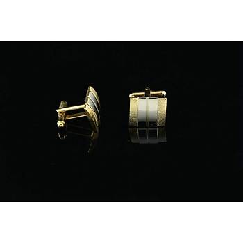Kol Dmesi Kravat nesi Tak Seti Gm  Gold Renk Dz izgili Kumlu Model  