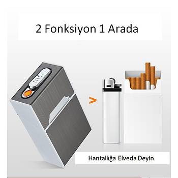 Alevsiz USB Şarjlı Elektronik Çakmak Taşınabilir Sigara Paketi Muhafaza Kutusu  