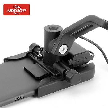 Al�minyum Motorsiklet Cep Telefonu Tutucu Stand USB �arj ��k��l� Dikiz Aynas� Alt� Montaj