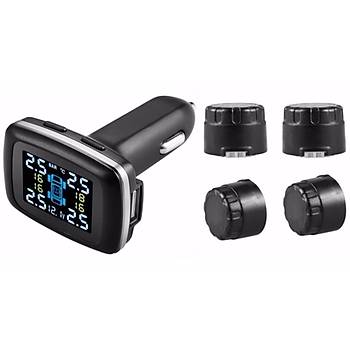 Akll Ara TPMS Lastik Basnc zleme Sistemi Dijital LCD Ekran 