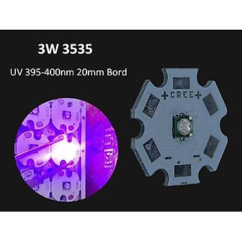 3535 3W UV Led 395-400nm 10-15 lumen 700 mAh 3.2-3.4V 20mm PCB Beyaz Bord