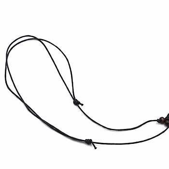 Doğal Tibet 3-4cm Kurt Dişi Kolye Beyaz Ayarlı İp Çift Boncuklu