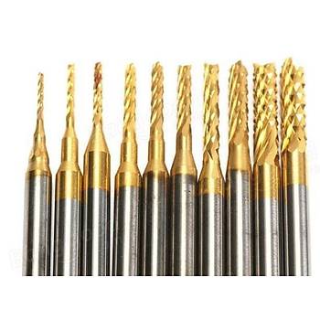 Titanyum Kaplama Tungsten elik Karbr Matkap Ucu 10 Adet 0.8-3mm 
