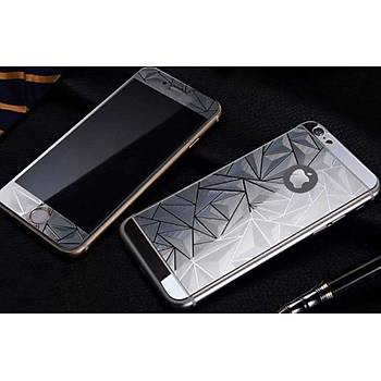 iPhone 6 Plus 6S + İçin Ön/Arka Mirror Aynalı 3D Ekran Koruyucu Tamperli Cam Gümüş Renk