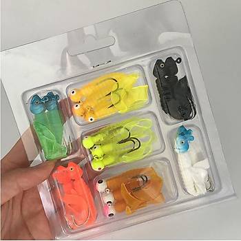 PROFISHER 17 li Set Silikon Jiket İğne Kurşun Kafa Sahte Yem 5 cm 7,5 gr    