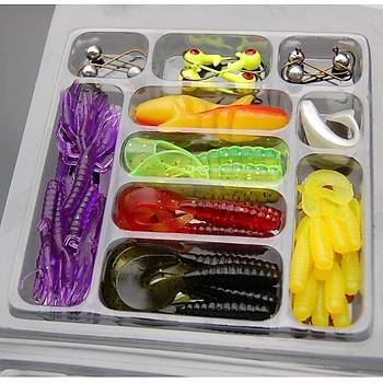 PROFISHER 45 li Set Silikon Jiket İğne Kurşun Kafa Sahte Yem Set