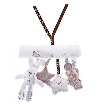 Peluş Eğitici Müzikli Hayvancıklar Dönence Puset Yatak Beşik Bağlama 