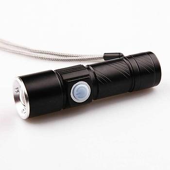 5W 1200lm USB Şarjlı Pilsiz Zoom Ayarlı LedFener