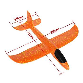 Planör Uçak 35cm EPP Silikonlu Köpük Elden Fýrlatma Orange Dot