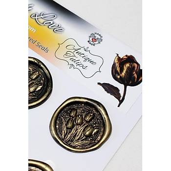 Mühürcüm Antique Tulips 12 Adet 3D Hazır Kendinden Yapışkanlı Sticker Mühür RM2108