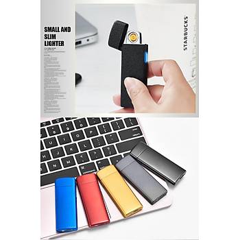 Elektronik Tesla Çakmak Ultra İnce Alevsiz Rüzgar Geçirmez USB Şarjlı