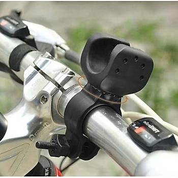 Bisiklet Gidon Fener Tutucu Kelepçe Klip 360° Döner Ayarlı Kafa Kolay Kurulum
