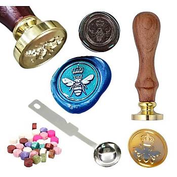 Mektup Damga Mühürü Taç & Arı + 30 Mühür Mumu + Eritme Kaşığı
