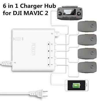 DJI Mavic 2 Zoom 6 in 1 Pil Çoklu Şarj Hub USB  Bağlantı Noktası 