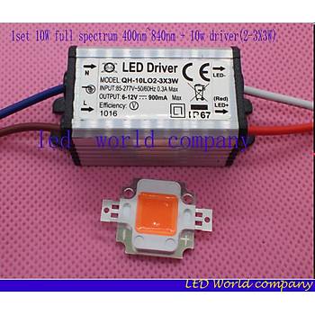 Tam spektrum 10 Watt 400nm ~ 840nm Bitki Bytme hidroponik src