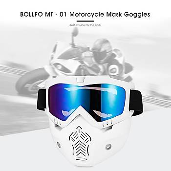 Gözlüklü Motosiklet Maskesi Anti-Uv Rüzgar Geçirmez BOLLFO MT-01  