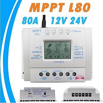 MPPT 80A Solar Þarj Regülatörü 12V-24V 5V USB Þarj LCD Ekran