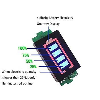 3 Cell Lityum Pil Kapasite Gsterge Modl Mavi Ekran 11.1V Li-ion