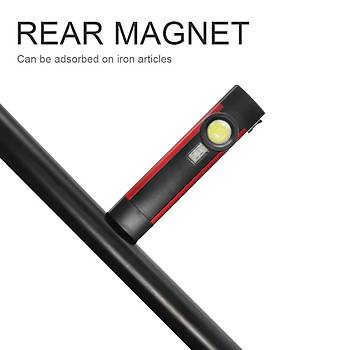 3 in 1 Fener COB Led + Led Fener + UV Ik Manyetik Taban arjl Dahili Pil