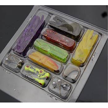 PROFISHER 45 li Set Silikon Jiket İğne Kurşun Kafa Sahte Yem Set