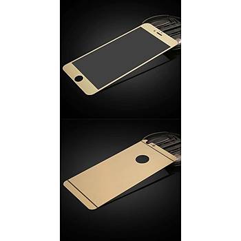 iPhone 6 6S İçin Ön/Arka Mirror Aynalı Ekran Koruyucu Tamperli Cam Gold Renk